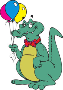 Alligator With Balloons Clip Art